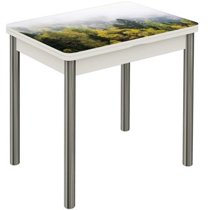 Кухонный раскладной стол Бари хром №6 (Exclusive h175/белый) в Артеме