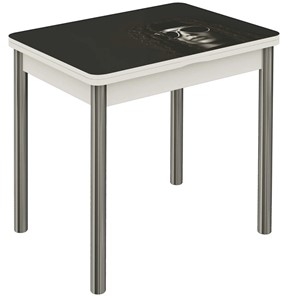 Кухонный раздвижной стол Бари хром №6 (Exclusive h191/белый) в Артеме