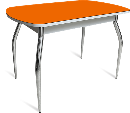 Раздвижной стол ПГ мини СТ1 белое/оранжевое/35 хром фигурные гнутые в Артеме - изображение