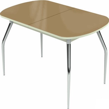 Раздвижной стол Ривьера исп.1 хром №5 (стекло капучино/белый) в Артеме - изображение