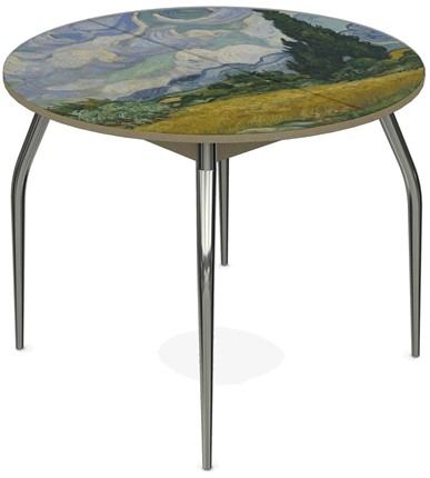 Кухонный стол раскладной Ривьера исп. круг хром №5 (Exclusive h254/белый) в Уссурийске - изображение