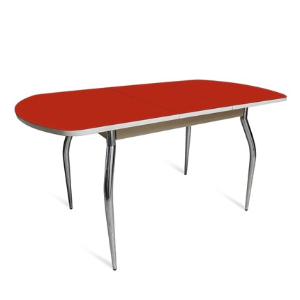 Кухонный стол раскладной ПГ мини СТ2 белое/алое стекло/35 хром гнутые металл в Артеме - изображение