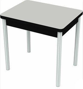 Кухонный раскладной стол Бари хром №6 (стекло белое/черный) в Артеме