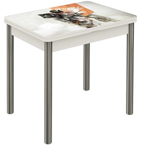 Кухонный стол раскладной Бари хром №6 (Exclusive h190/белый) в Артеме