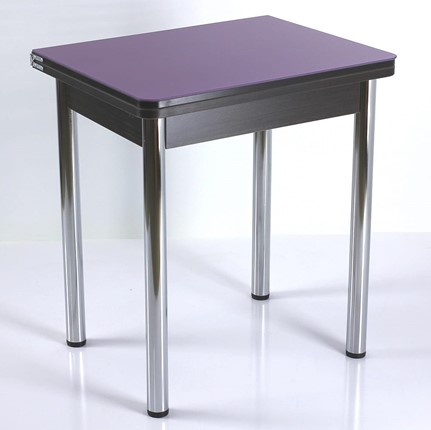 Кухонный пристенный стол СПА-02 СТ2, венге ЛДСП/стекло фиолетовый/39 прямые трубки хром во Владивостоке - изображение