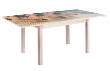 Кухонный стол раскладной Айсберг-01 СТФ дуб молочный/фотопечать бамбук/41 прямые массив дуб молочный в Артеме