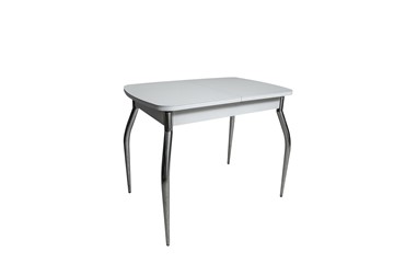 Кухонный раздвижной стол ПГ-01СТ белое/белое/хром фигурные в Артеме - предосмотр