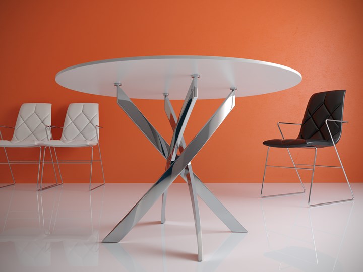 Стол на кухню Kenner R1000 (Хром/Стекло белое глянец) в Артеме - изображение 1