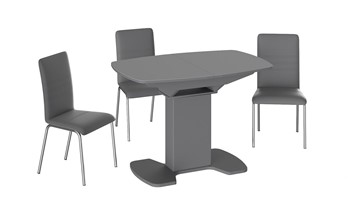 Кухонный стол раскладной Портофино (СМ(ТД)-105.01.11(1)), цвет Серое/Стекло серое матовое LUX в Артеме - предосмотр 2