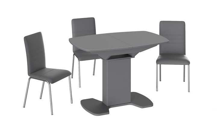 Кухонный стол раскладной Портофино (СМ(ТД)-105.01.11(1)), цвет Серое/Стекло серое матовое LUX в Уссурийске - изображение 2