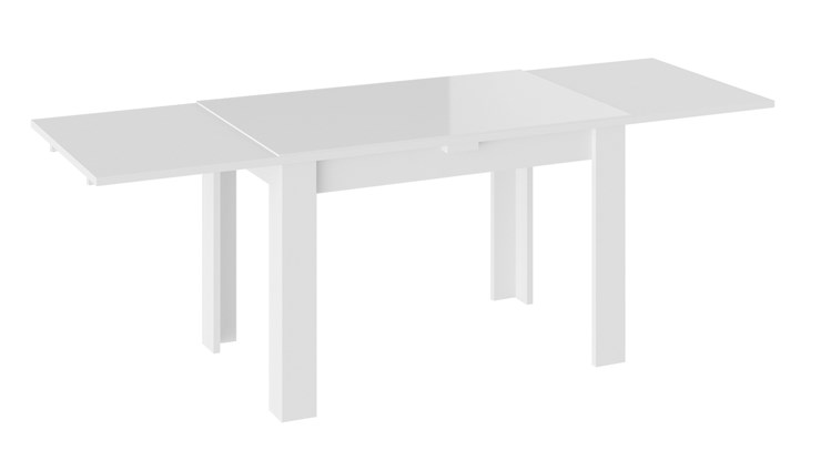 Кухонный раскладной стол Норман тип 1, цвет Белый/Стекло белый глянец в Артеме - изображение 1