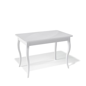Обеденный раздвижной стол Kenner 1100C (Белый/Стекло белое глянец) в Уссурийске