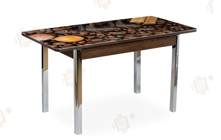 Кухонный стол раскладной Айсберг-02 СТФ, Венге ЛДСП/кофе/ноги хром квадратные в Артеме - изображение 2