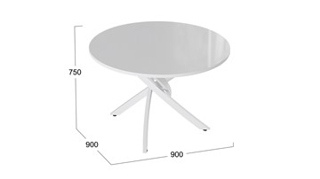 Обеденный стол Diamond тип 2 (Белый муар/Белый глянец) в Уссурийске - предосмотр 1