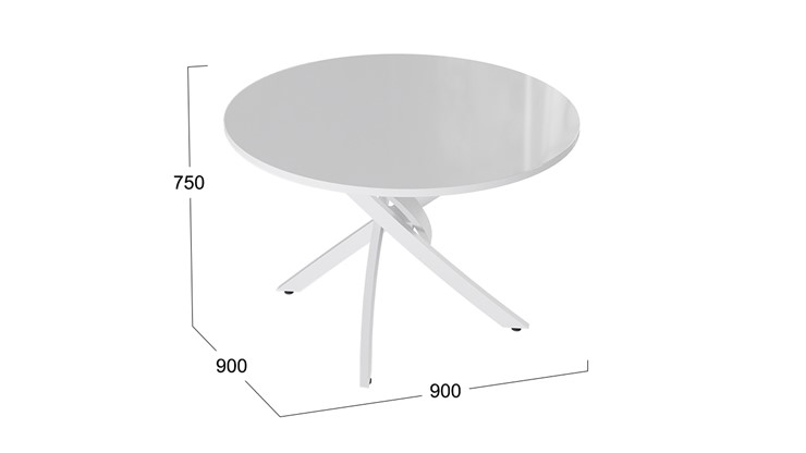Обеденный стол Diamond тип 2 (Белый муар/Белый глянец) в Находке - изображение 1