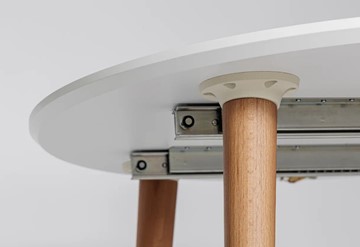 Кухонный раздвижной круглый стол Белая Эмаль д. 100 см МДФ ножки светлый орех в Артеме - предосмотр 3