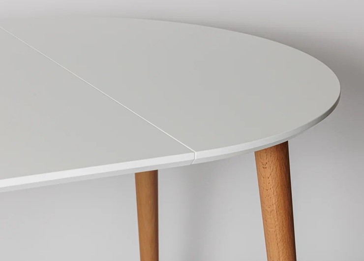 Кухонный раздвижной круглый стол Белая Эмаль д. 90 см МДФ ножки светлый орех во Владивостоке - изображение 15