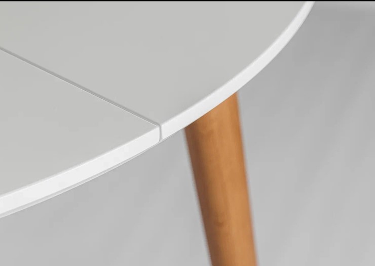 Кухонный раздвижной круглый стол Белая Эмаль д. 100 см МДФ ножки светлый орех в Артеме - изображение 19