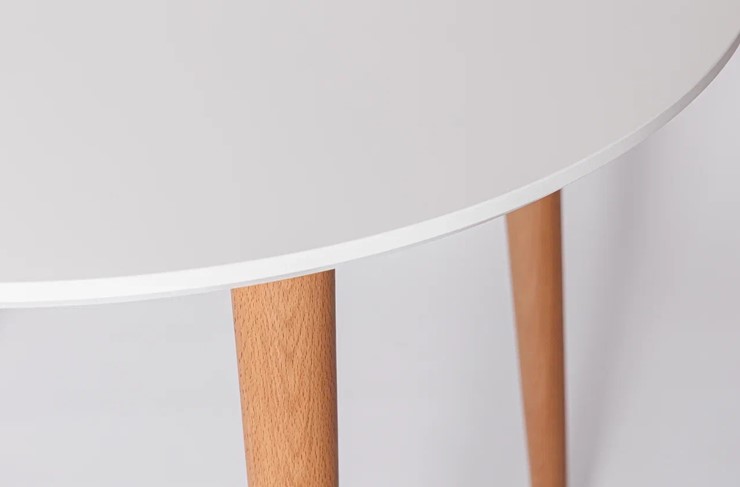Кухонный раздвижной круглый стол Белая Эмаль д. 90 см МДФ ножки светлый орех в Артеме - изображение 21