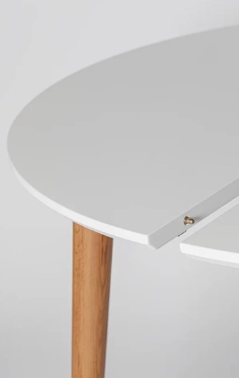 Кухонный раздвижной круглый стол Белая Эмаль д. 90 см МДФ ножки светлый орех во Владивостоке - изображение 5