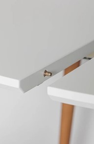 Кухонный раздвижной круглый стол Белая Эмаль д. 90 см МДФ ножки светлый орех в Артеме - предосмотр 8