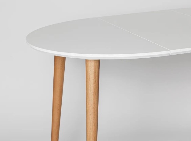 Кухонный раздвижной круглый стол Белая Эмаль д. 90 см МДФ ножки светлый орех в Артеме - изображение 10