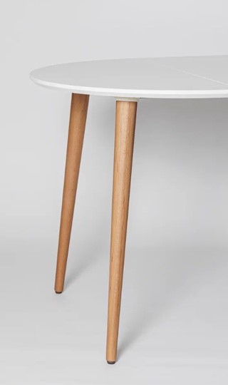 Кухонный раздвижной круглый стол Белая Эмаль д. 90 см МДФ ножки светлый орех в Находке - изображение 11