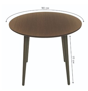 Кухонный раздвижной круглый стол Орех темный д. 90 см МДФ в Артеме - предосмотр 4