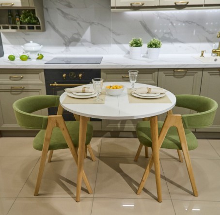 Кухонный раздвижной круглый стол Серый камень 90*90 см ЛДСП в Артеме - изображение 13
