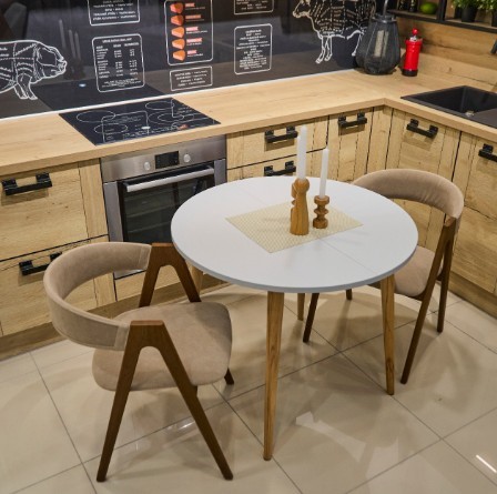 Кухонный раздвижной круглый стол Серый камень 90*90 см ЛДСП в Артеме - изображение 14