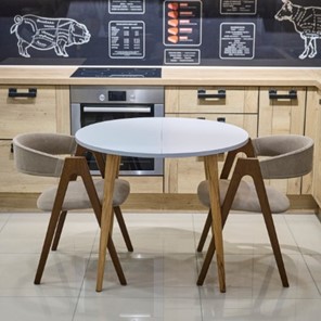 Кухонный раздвижной круглый стол Серый камень 90*90 см ЛДСП в Артеме - предосмотр 15