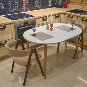 Кухонный раздвижной круглый стол Серый камень 90*90 см ЛДСП во Владивостоке - предосмотр 5