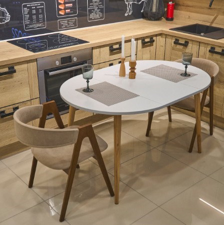 Кухонный раздвижной круглый стол Серый камень 90*90 см ЛДСП в Артеме - изображение 5