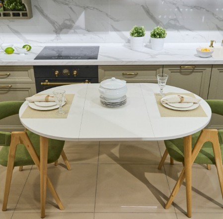 Кухонный раздвижной круглый стол Серый камень 90*90 см ЛДСП в Артеме - изображение 6