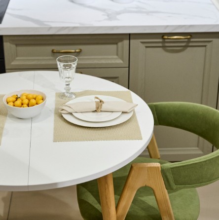 Кухонный раздвижной круглый стол Серый камень 90*90 см ЛДСП в Артеме - изображение 10