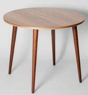 Кухонный раздвижной круглый стол Шпон Ореха д. 100 см МДФ ножки орех в Артеме - изображение