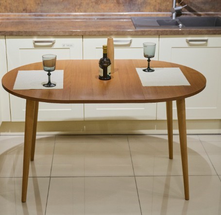 Кухонный стол круглый Шпон Ореха д. 90 см ЛДСП светлый орех в Уссурийске - изображение 6