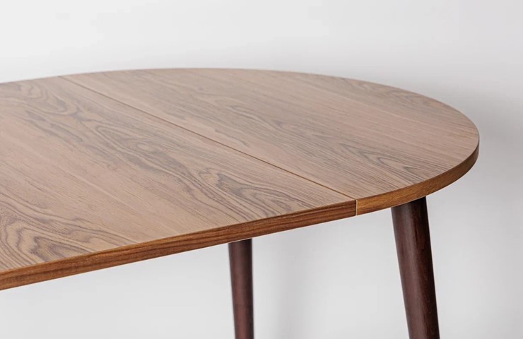 Кухонный раздвижной круглый стол Шпон Ореха д. 100 см МДФ ножки орех в Артеме - изображение 17