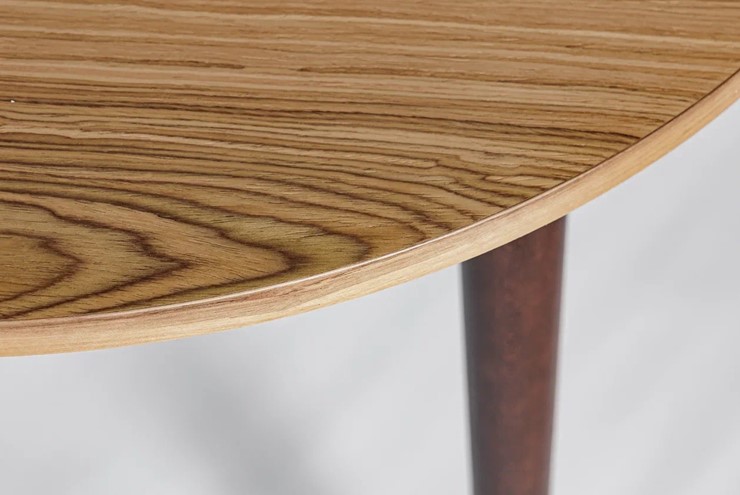 Кухонный раздвижной круглый стол Шпон Ореха д. 90 см МДФ ножки вишня в Уссурийске - изображение 6