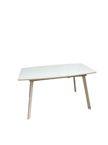 Кухонный стол раскладной AA1400 (белый/стекло белое глянец) в Артеме