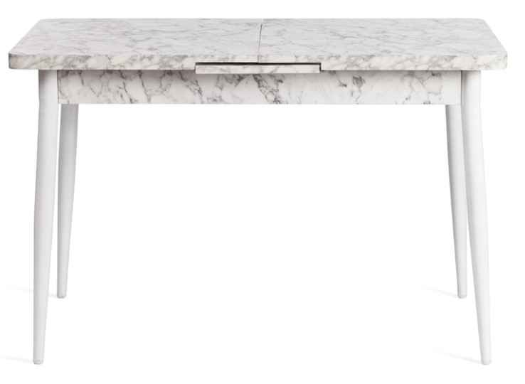 Кухонный стол раскладной ALTA (mod. 1183) ЛДСП+меламин/металл, 120+30х70х75, белый мрамор/белый, арт.19486 во Владивостоке - изображение 2