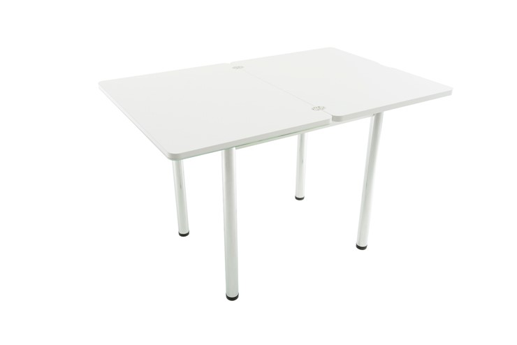 Кухонный стол раскладной Бари дерево №8 (стекло белое/белый) в Артеме - изображение 3