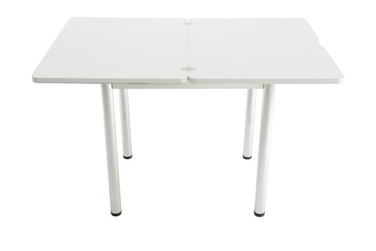 Кухонный стол раскладной Бари дерево №8 (стекло белое/белый) в Артеме - изображение 4