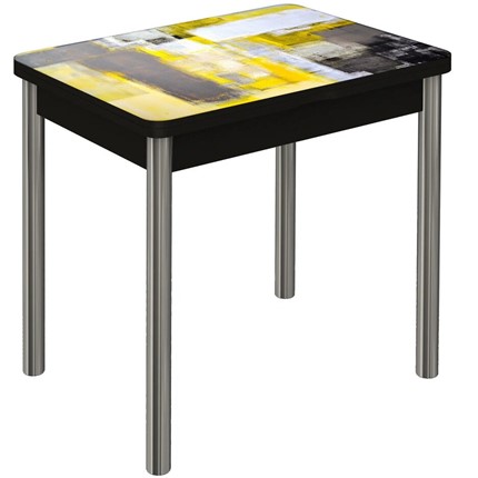 Кухонный раздвижной стол Бари хром №6 Фотопечать (Текстура №51) в Артеме - изображение