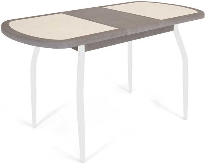 Кухонный раздвижной стол Будапешт-мини ПЛ (ноги белые, плитка бежевая/серый камень) в Артеме - изображение 2
