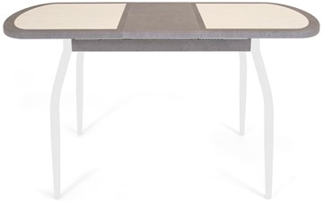Кухонный раздвижной стол Будапешт-мини ПЛ (ноги белые, плитка бежевая/серый камень) в Артеме - предосмотр 3