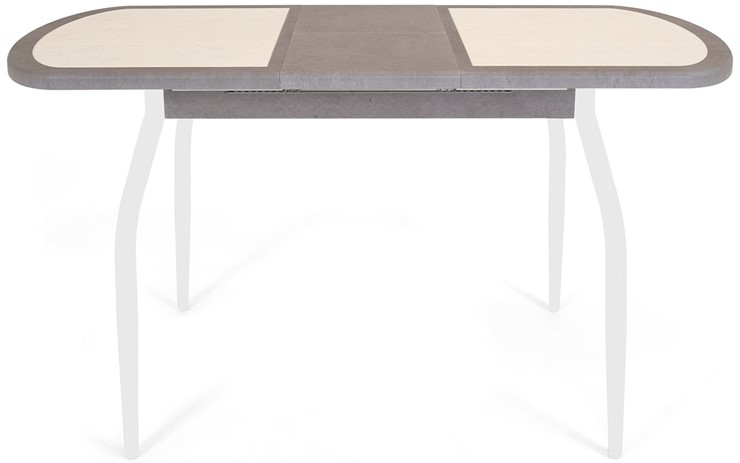 Кухонный раздвижной стол Будапешт-мини ПЛ (ноги белые, плитка бежевая/серый камень) в Артеме - изображение 3