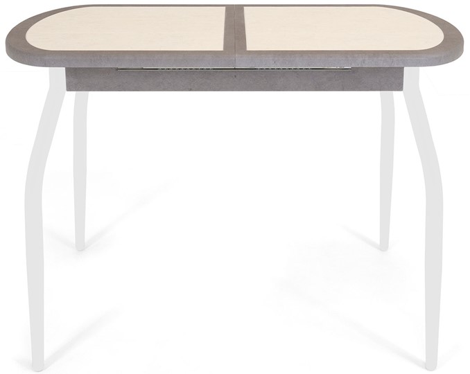 Кухонный раздвижной стол Будапешт-мини ПЛ (ноги белые, плитка бежевая/серый камень) в Артеме - изображение 1