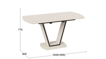 Обеденный раздвижной стол Дели Тип 2 (Бежевый софт, Стекло матовое бежевое) в Артеме - предосмотр 2