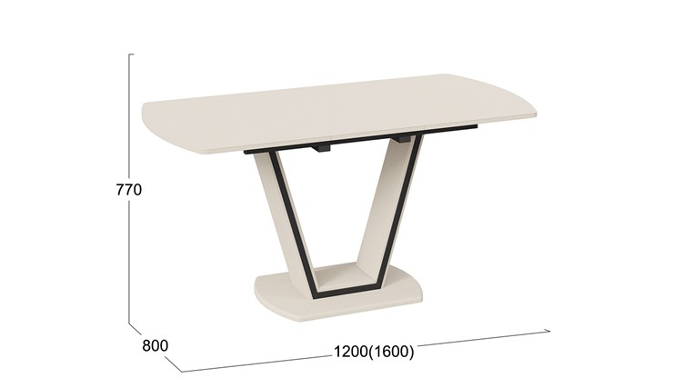 Обеденный раздвижной стол Дели Тип 2 (Бежевый софт, Стекло матовое бежевое) в Артеме - изображение 2